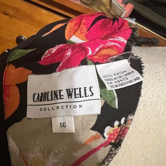 Caroline Wells Vintage 90s Floral Flowy Shirt Dress Size 16 - Picture 3 of 3